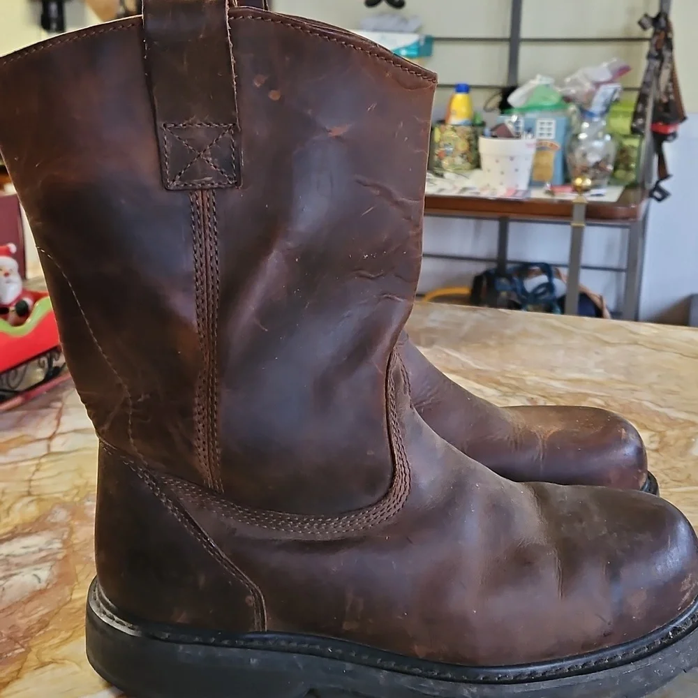 TIMBERLAND PRO SERIES Men's Brown Leather Work Boots - 10.5